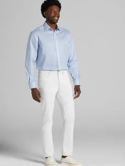 Patterned Dress Shirts|Designer Dress Shirts-Joseph Abboud Classic Fit Gingham Dress Shirt Lt Blue