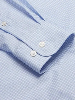 Patterned Dress Shirts|Designer Dress Shirts-Joseph Abboud Classic Fit Gingham Dress Shirt Lt Blue