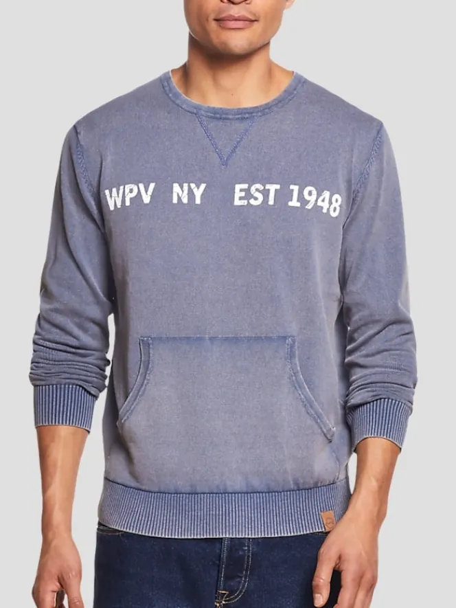 Sweaters|Pullovers & Layers-Weatherproof Vintage Classic Fit Graphic Crewneck Pullover Sweatshirt Med Blue