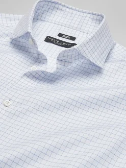 Dress Shirts|Patterned Dress Shirts-Pronto Uomo Classic Fit Grid Herringbone Dress Shirt Blue