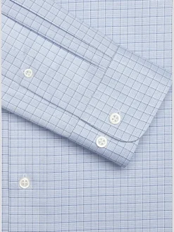 Patterned Dress Shirts|Designer Dress Shirts-Joseph Abboud Classic Fit Grid Spread Collar Dress Shirt Blue