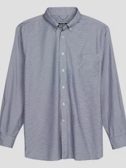Button Up Shirts|Long Sleeve Button Up Shirts-St. Aisle Classic Fit Micro Gingham Button Up Shirt Navy