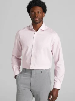 Patterned Dress Shirts|Dress Shirts-Pronto Uomo Classic Fit Mini Grid Dress Shirt Purple