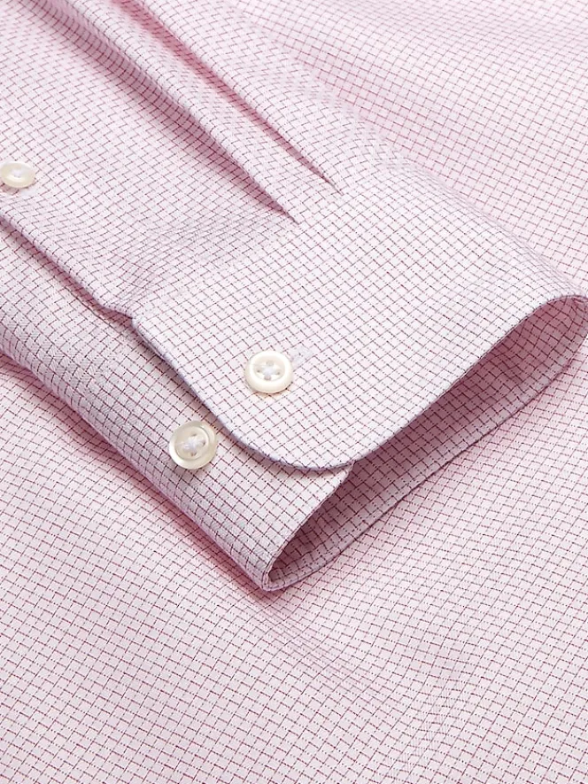 Patterned Dress Shirts|Dress Shirts-Pronto Uomo Classic Fit Mini Grid Dress Shirt Purple