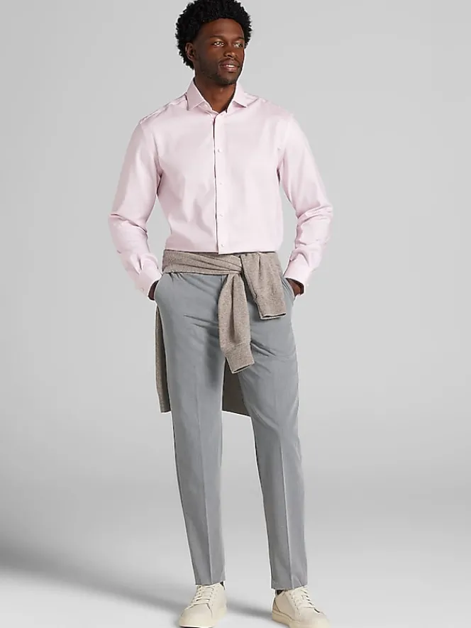 Patterned Dress Shirts|Dress Shirts-Pronto Uomo Classic Fit Mini Grid Dress Shirt Purple