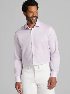 Patterned Dress Shirts|Designer Dress Shirts-Joseph Abboud Classic Fit Mini Grid Dress Shirt Purple