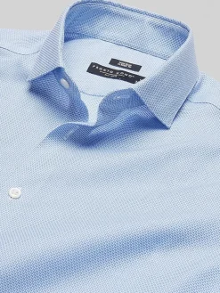 Dress Shirts|Patterned Dress Shirts-Pronto Uomo Classic Fit Mini Grid Spread Collar Dress Shirt Lt Blue