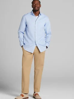 Dress Shirts|Patterned Dress Shirts-Pronto Uomo Classic Fit Mini Grid Spread Collar Dress Shirt Lt Blue