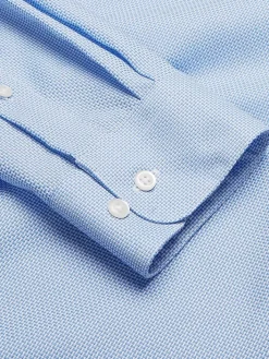 Dress Shirts|Patterned Dress Shirts-Pronto Uomo Classic Fit Mini Grid Spread Collar Dress Shirt Lt Blue