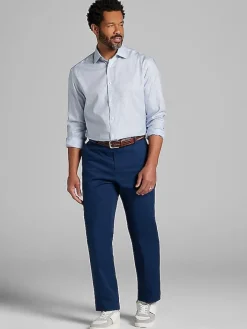 Patterned Dress Shirts|Designer Dress Shirts-Joseph Abboud Classic Fit Mini Tattersall Dress Shirt Blue