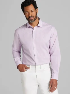 Patterned Dress Shirts|Dress Shirts-Wilke-Rodriguez Classic Fit Multi-Stripe Dress Shirt Purple