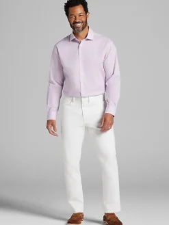 Patterned Dress Shirts|Dress Shirts-Wilke-Rodriguez Classic Fit Multi-Stripe Dress Shirt Purple