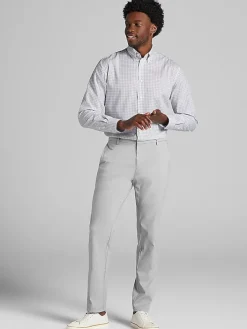 Dress Shirts|Patterned Dress Shirts-Joseph Abboud Classic Fit Plaid Dress Shirt Grey