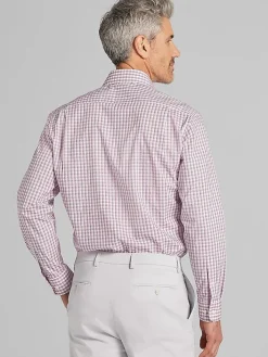 Big & Tall Dress Shirts|Patterned Dress Shirts-Wilke-Rodriguez Classic Fit Plaid Dress Shirt Red