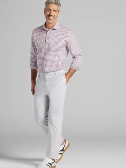 Big & Tall Dress Shirts|Patterned Dress Shirts-Wilke-Rodriguez Classic Fit Plaid Dress Shirt Red