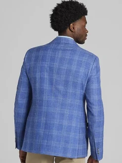Sport Coats|Sport Coats-Joseph Abboud Classic Fit Plaid Sport Coat Blue Plaid