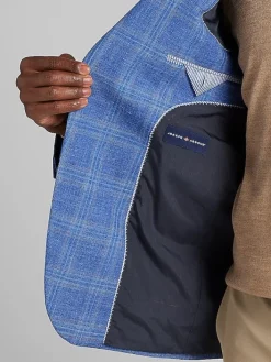 Sport Coats|Sport Coats-Joseph Abboud Classic Fit Plaid Sport Coat Blue Plaid