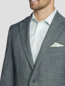 Sport Coats|Sport Coats-Michael Strahan Classic Fit Plaid Sport Coat Teal Plaid