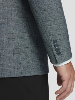 Sport Coats|Sport Coats-Michael Strahan Classic Fit Plaid Sport Coat Teal Plaid