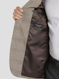 Sport Coats|Sport Coats-Pronto Uomo Classic Fit Plaid Sport Coat Tan Plaid