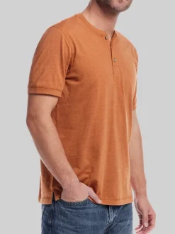 Casual Shirts|T-shirts-Weatherproof Vintage Classic Fit Short Sleeve Sueded Jersey Henley Dark Blue