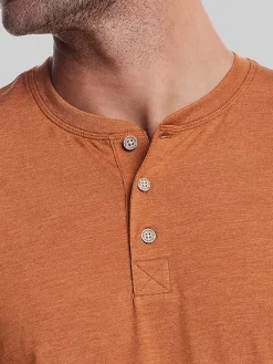 Casual Shirts|T-shirts-Weatherproof Vintage Classic Fit Short Sleeve Sueded Jersey Henley Dark Blue