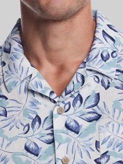 Button Up Shirts|Casual Shirts-Weatherproof Vintage Classic Fit Short Sleeve Camp Shirt Med Blue