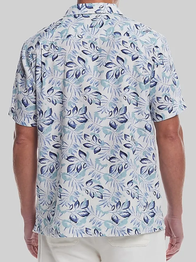 Button Up Shirts|Casual Shirts-Weatherproof Vintage Classic Fit Short Sleeve Camp Shirt Med Blue