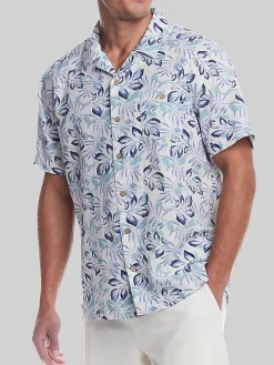 Button Up Shirts|Casual Shirts-Weatherproof Vintage Classic Fit Short Sleeve Camp Shirt Med Blue