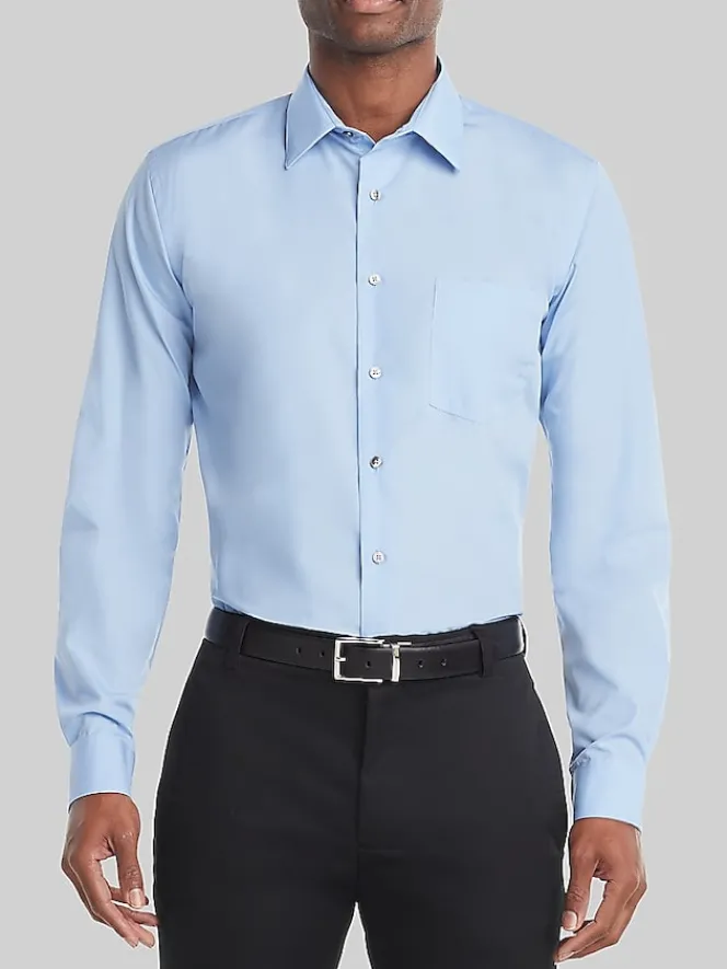 Solid Dress Shirts|Dress Shirts-Van Heusen Classic Fit Solid Poplin Dress Shirt Black