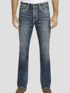 Jeans|Jeans-Silver Jeans Classic Fit Straight Leg Washable Jeans Dark Wash