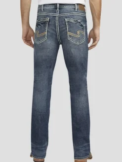 Jeans|Jeans-Silver Jeans Classic Fit Straight Leg Washable Jeans Dark Wash