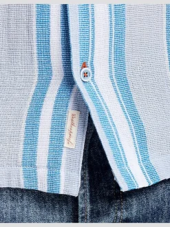 Button Up Shirts|Casual Shirts-Weatherproof Vintage Classic Fit Stripe Camp Shirt Light Grey