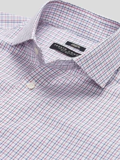Dress Shirts|Patterned Dress Shirts-Pronto Uomo Classic Fit Tattersall Dress Shirt Navy/Red