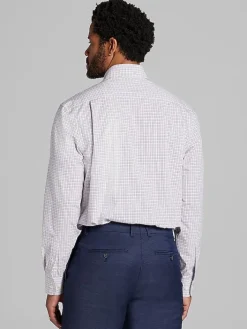 Dress Shirts|Patterned Dress Shirts-Pronto Uomo Classic Fit Tattersall Dress Shirt Navy/Red