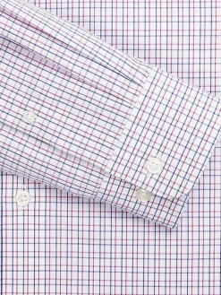 Dress Shirts|Patterned Dress Shirts-Pronto Uomo Classic Fit Tattersall Dress Shirt Navy/Red