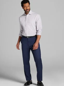 Dress Shirts|Patterned Dress Shirts-Pronto Uomo Classic Fit Tattersall Dress Shirt Navy/Red