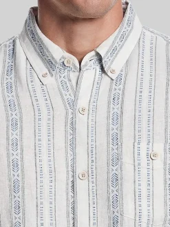 Button Up Shirts|Casual Shirts-Weatherproof Vintage Classic Fit Vertical Dobby Button Up Shirt Med Blue