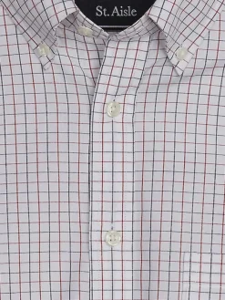 Button Up Shirts|Long Sleeve Button Up Shirts-St. Aisle Classic Fit Windowpane Plaid Button Up Shirt Light Red