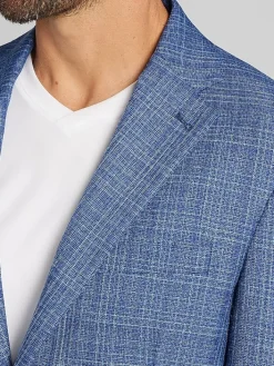 Sport Coats|Sport Coats-Joseph Abboud Classic Fit Windowpane Plaid Sport Coat Up Blue Windowpane Check