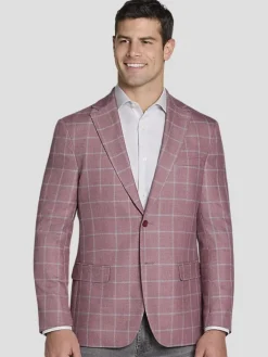 Sport Coats|Sport Coats-Michael Strahan Classic Fit Windowpane Sport Coat Blue Windowpane