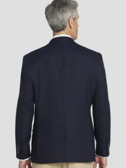 Big & Tall Sport Coats|Blazers-Joseph Abboud Classic Fit Wool Blend Blazer Black Solid