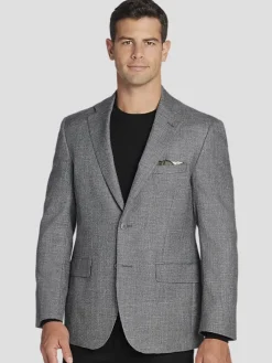 Sport Coats|Sport Coats-Joseph Abboud Classic Fit Wool Blend Houndstooth Sport Coat Gray Houndstooth