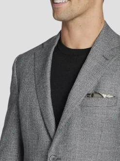 Sport Coats|Sport Coats-Joseph Abboud Classic Fit Wool Blend Houndstooth Sport Coat Gray Houndstooth