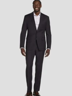 Suit Separates|3-piece Suits-Michael Strahan Classic Fit Wool Blend Plaid Suit Jacket Purple Plaid