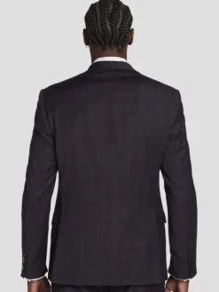 Suit Separates|3-piece Suits-Michael Strahan Classic Fit Wool Blend Plaid Suit Jacket Purple Plaid