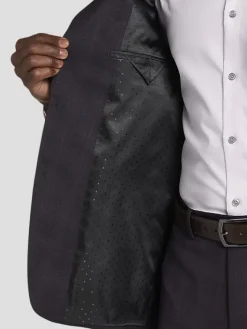 Suit Separates|3-piece Suits-Michael Strahan Classic Fit Wool Blend Plaid Suit Jacket Purple Plaid