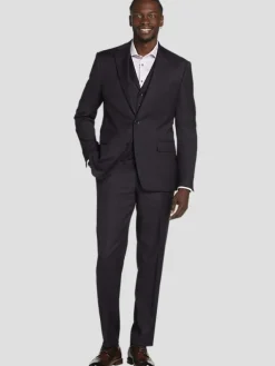 Suit Separates|3-piece Suits-Michael Strahan Classic Fit Wool Blend Plaid Suit Jacket Purple Plaid