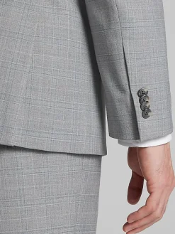 3-piece Suits|Suit Separates-Joseph Abboud Classic Fit Wool Blend Plaid Suit Jacket Platinum Plaid