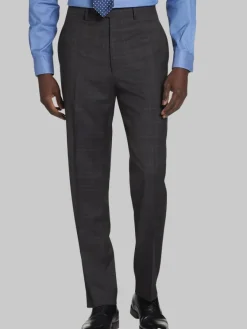 Dress Pants|3-piece Suits-Michael Strahan Classic Fit Wool Blend Plaid Suit Pants Charcoal Plaid